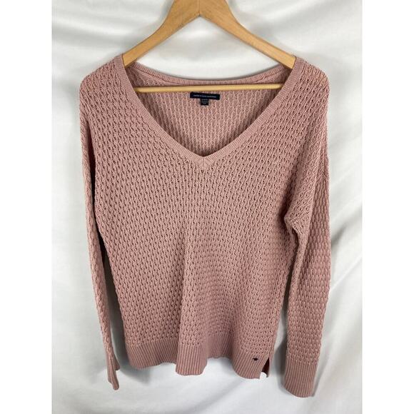 American Eagle Light Pink Loose Knit Sweater Size Medium - Picture 4 of 6